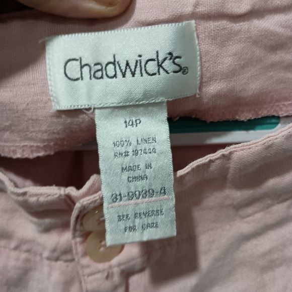 Chadwick's 100% linen pink capris size 14P - Picture 5 of 5